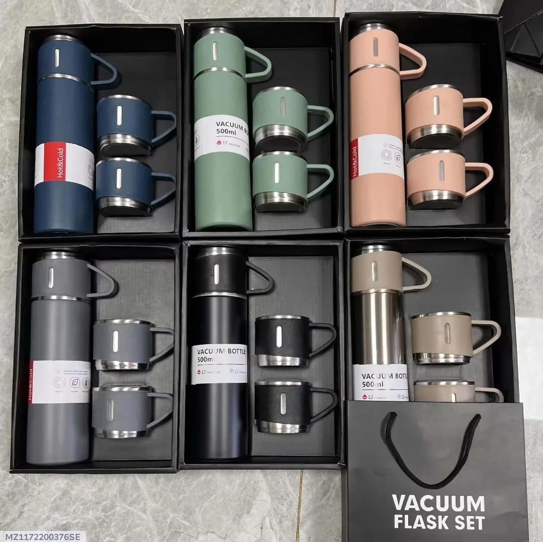 Stainless Steel Vacuum Flask Set 500ml Double Wall Thermos Set Vacuum Flask Gift Set With Double Lids