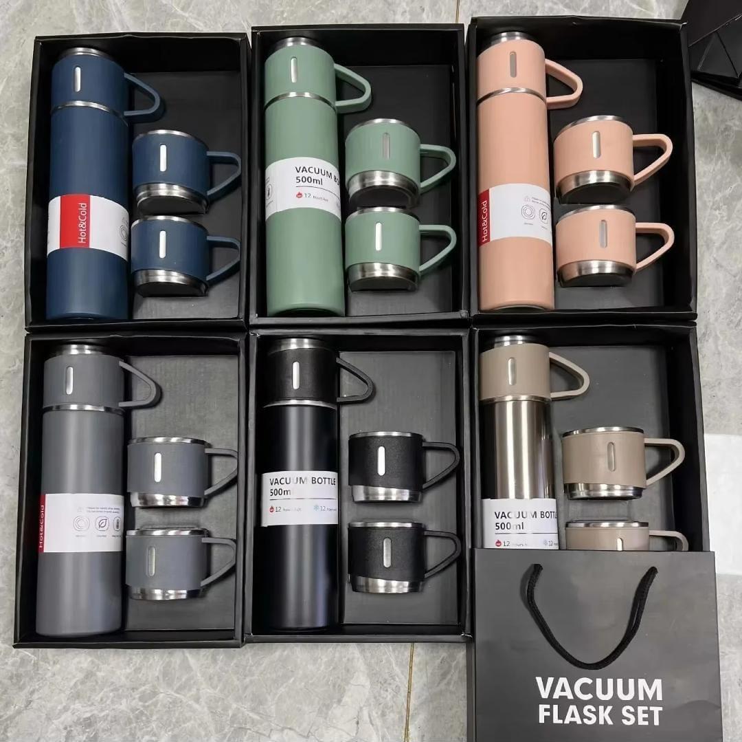 Stainless Steel Vacuum Flask Set 500ml Double Wall Thermos Set Vacuum Flask Gift Set With Double Lids